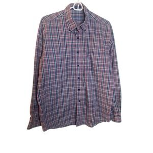 Alan Flusser Shirt Mens Plaid 100% Cotton Multicolor Long Sleeve Button Up Sz L